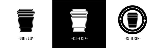 café taza logo colocar. colección de negro y blanco logotipos valores vector. vector