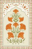 Beautiful hand drawn floral motif. Traditional oriental flower motif design. Ethnic border, floral leaves baroque motif. vector