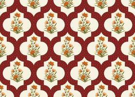 Mughal floral seamless pattern. Seamless pattern with decorative flowers background. Botanical floral ethnic motif, and Mughal art flower bunch. vector
