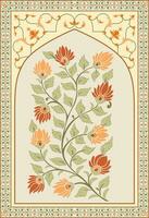 Beautiful digital flower textile design, digital print. Vintage Indian Folk Flower. Botanical floral ethnic motif, wrapping paper, wallpaper fabric print. vector