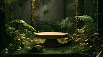 AI generated Pedestal in Tropical Forest Ambiance photo