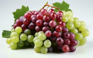 AI generated group of grapes color isolated on white background photo