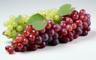 AI generated group of grapes color isolated on white background photo