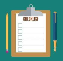 Clipboard with blank checklist form, vector