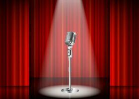 Microphone and red curtain vector