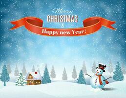 Christmas winter landscape vector