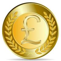 Gold coin with pound sterling sign. vector