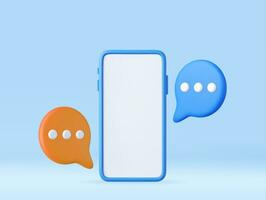 3D render smartphone with floating chat vector