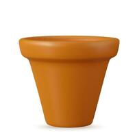 3d realistic brown ceramic flower pots vector