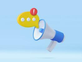 3d Megaphone with messages icon. vector