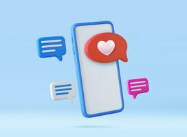 3D Like Icon with Heart and Smartphone vector