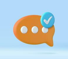 3d Approved Checkmark and Social media message. vector