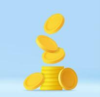 3D Stack of Gold Coins Icon vector