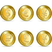 Gold coin with yen sign. vector