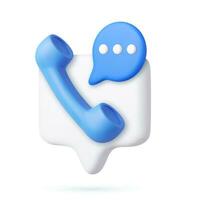 3d Phone handset with speech bubble. vector