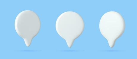 3d Blank white speech bubble pin vector