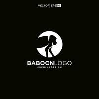 Baboon Monkey Logo Simple  Clean design vector