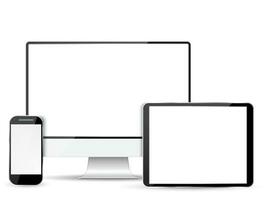 Set computer monitor, tablet and mobile phone vector