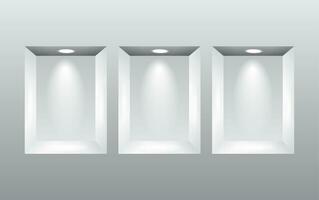 Empty niches in wall with spot lights vector