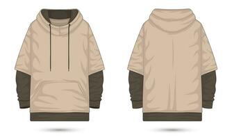 Hooded sweatshirt mockup front and back view vector