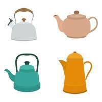 Collection of flat design teapots various shapes vector