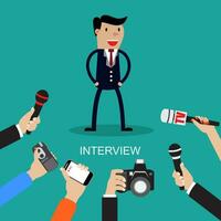 press interview with a businessman vector