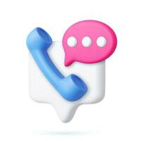 3d Phone handset with speech bubble. vector