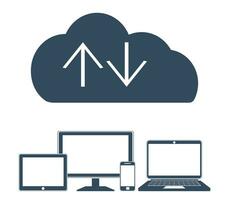 Cloud computing Network Connected all Devices. vector