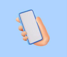 3D Hand holding mobile phone with empty screen vector