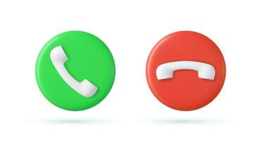 3d Red and green yes no buttons icon vector