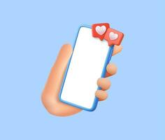 3D Like Icon with Heart and Smartphone vector