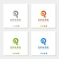 spark logo letter Q star fireworks sparkling logo graphic vector icon