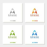 spark logo letter A star fireworks sparkling logo graphic vector icon