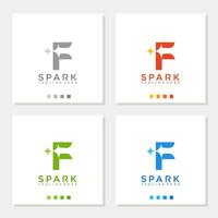 spark logo letter F star fireworks sparkling logo graphic vector icon