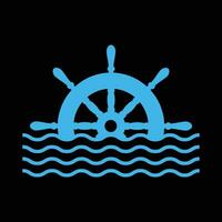 ship steering wheel logo template vector