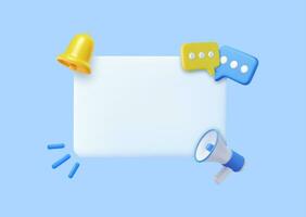 3D Megaphone with speech bubble message vector