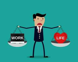 Cartoon businessman balancing Work and life vector