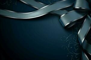 AI generated Blue silver shimmering ribbon background. Generate ai photo