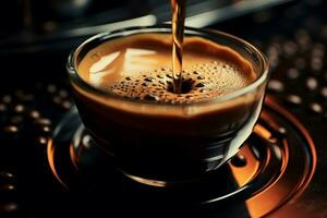 AI generated Aromatic Espresso foam cup shot. Generate Ai photo