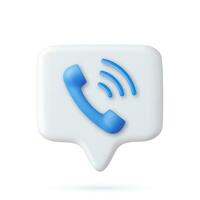 3D Phone handset with speech bubble. vector