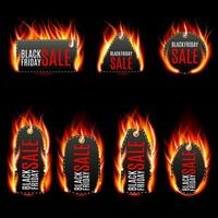 Vector fire labels set.