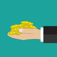 Flat background with hand and money. vector