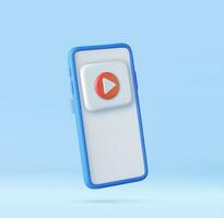 3d Mobile icon playing video, vector