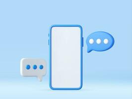 3D render smartphone with floating chat vector