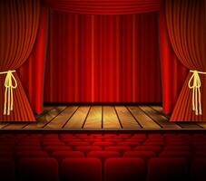 Cinema or theater scene with a curtain. vector