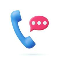 3d retro telephone receiver and speech bubble vector