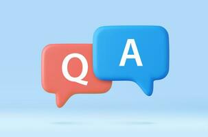 3d Speech bubble with q and a letters, vector