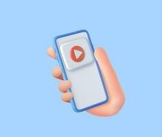 3d Mobile icon playing video, vector