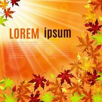 autumn background with red and yellow leaves, vector