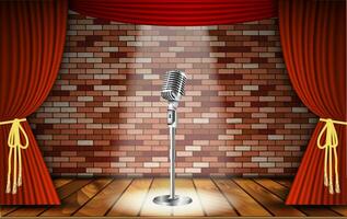 Microphone and red curtain vector